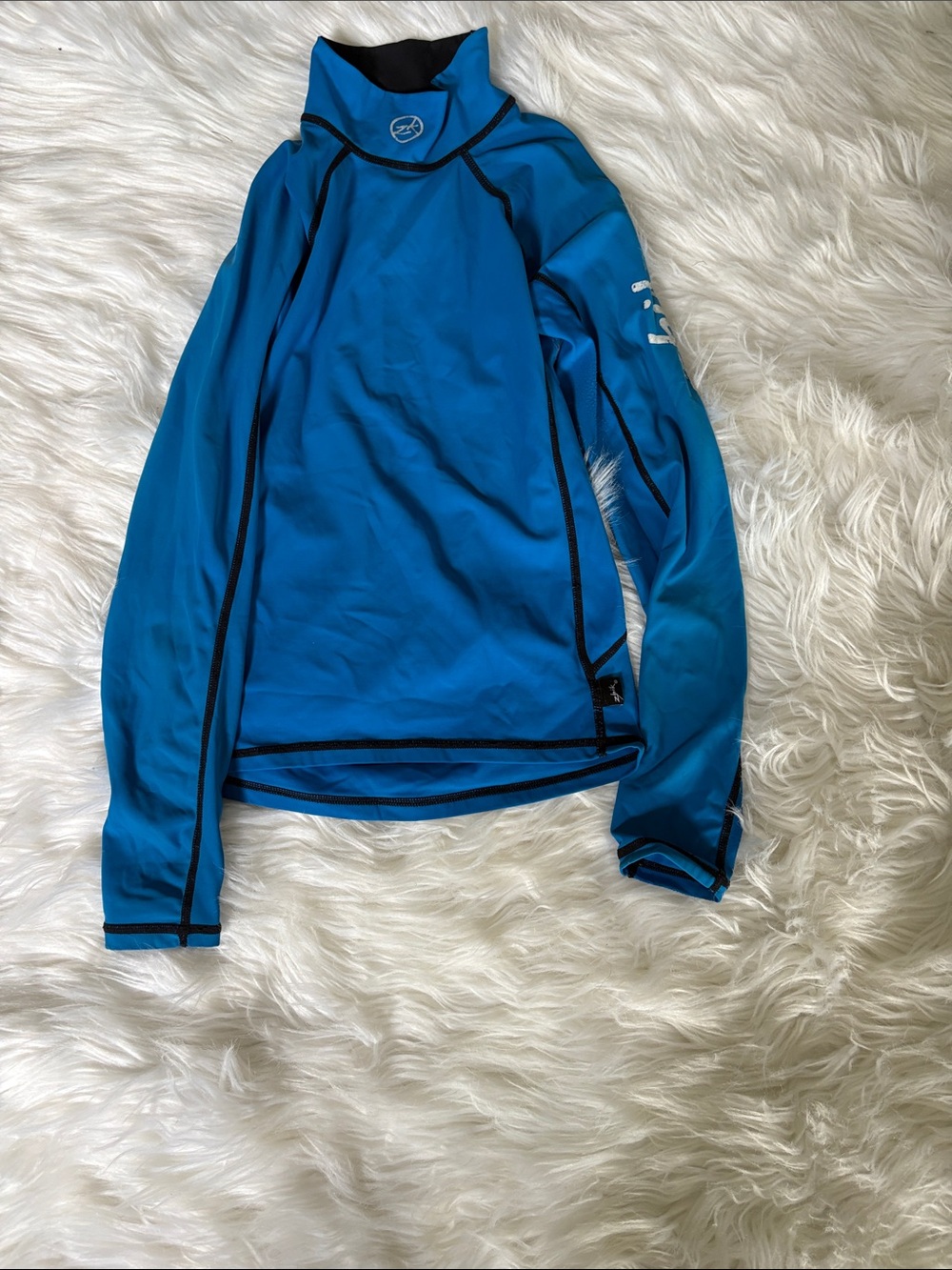 Zhik Blue Long-Sleeve Swim Rashguard with High Neck